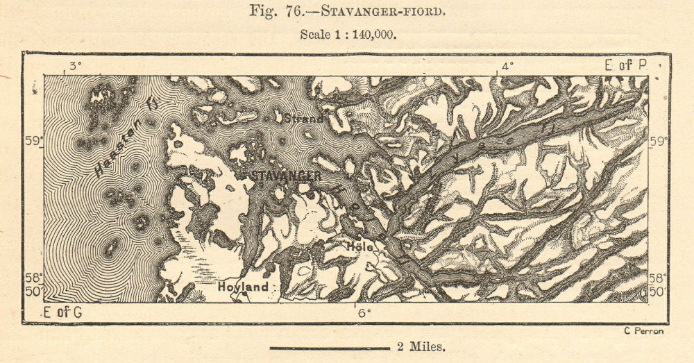 Stavanger & environs. Boknafjorden Byfjorden. Norway. Sketch map. SMALL 1885